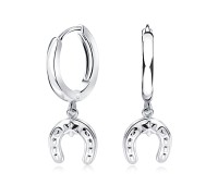 Horseshoe Hang Shaped Silver Hoop Earring HO-2525